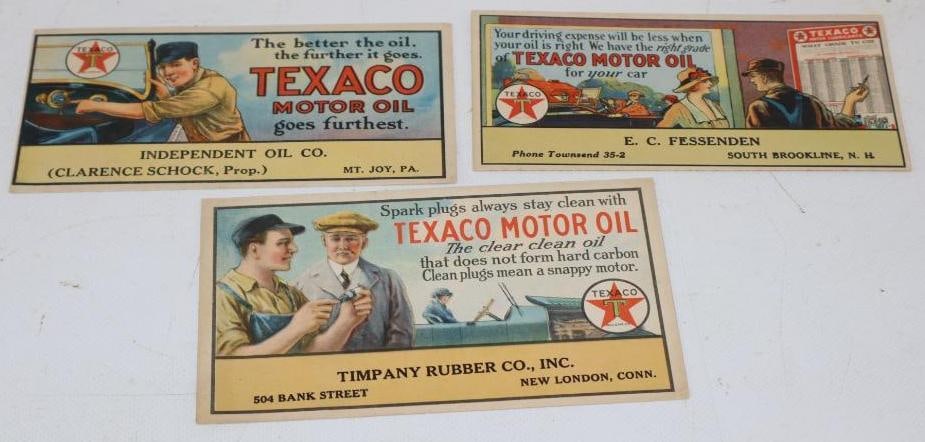 Group of 3 Different 1920's Texaco Motor Oil Advertising Ink Blotters (1 of 4)
