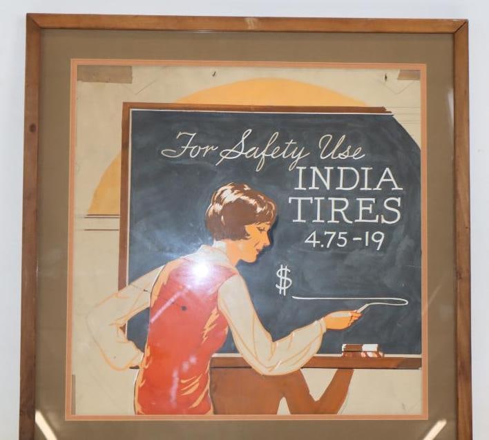 For Safety Use India Tires Framed Artwork: 23" x 23" x 1"
