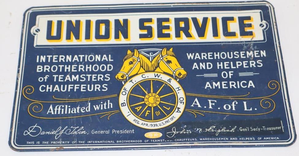 International Brotherhood of Teamsters Chauffeurs Union Service Advertising Sign: 11" x 7"