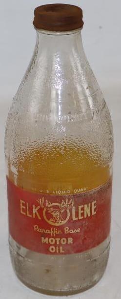 Elk O Lene Glass Motor Oil Bottle: One Quart