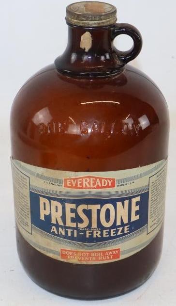 Prestone Ever Ready Antifreeze Glass Oil Bottle with Paper Label (1 of 4)