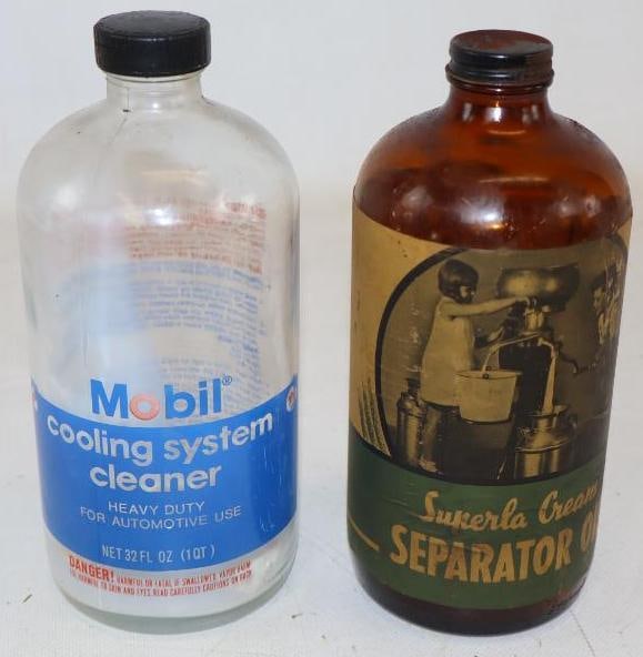 Group of 2 Superla Cream Separator, and Mobil Cooling System Glass Oil Bottles (1 of 8)