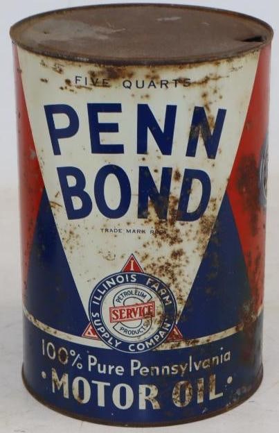 Penn Bond Illinois Farm Supply Company Five Quart Metal Oil Can (1 of 2)