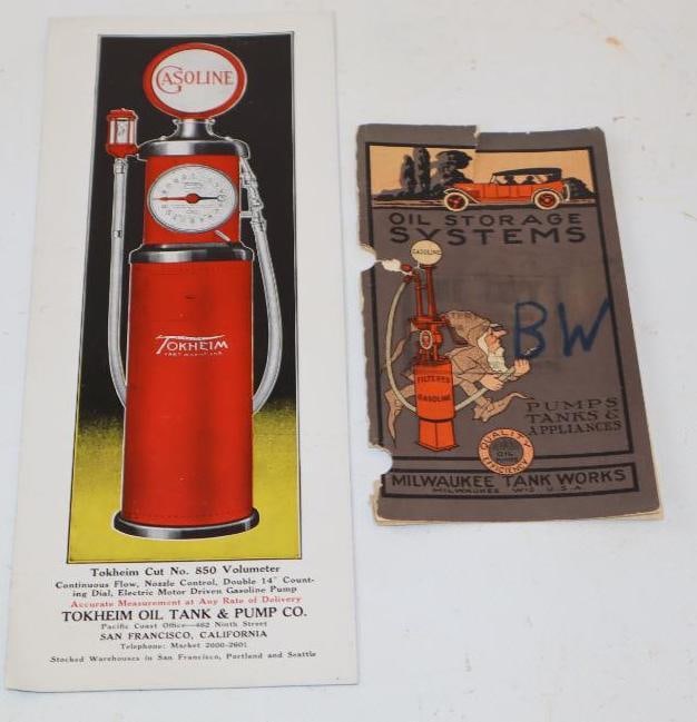 Group of 2 Tokheim and Milwaukee Tank Works Booklet Cover and Ink Blotter: largest 10.5" x 4"