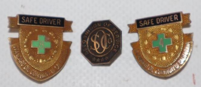 Group of 3 Standard Oil Company of California Safe Driving & Recognition Pinback Badges: .75" x 1"