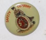 Early Puncture Proof Safety Comfort Balloon Tire Advertising Pin: .75" x .75"