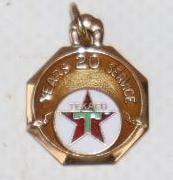 Texaco 20 Year Service Cloisonne Necklace Charm: .5" x .75"