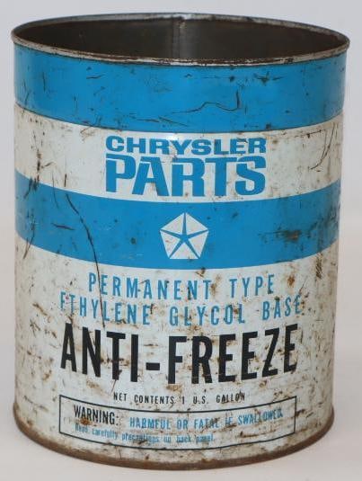 Chrysler Parts 1 Gallon Antifreeze Can: Empty and missing lid