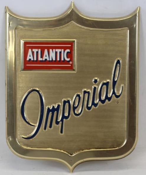 Atlantic Imperial Embossed Metal Shield Shaped Gas Pump Plate (1 of 4)