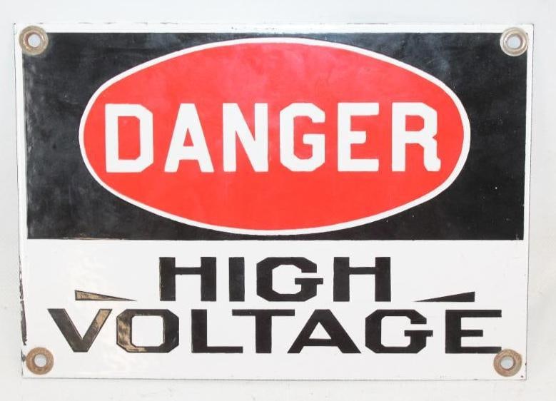 Porcelain Danger High Voltage Warning Sign (1 of 2)