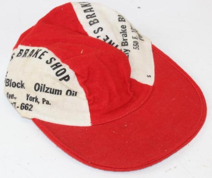 Oilzum Oil and Grizzly Brake Felt Advertising Mechanics Hat: 8" x 10"