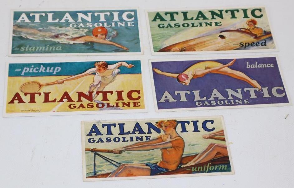 Group of 5 Atlantic Gasoline Advertising Ink Blotters: 6" x 2.75" each