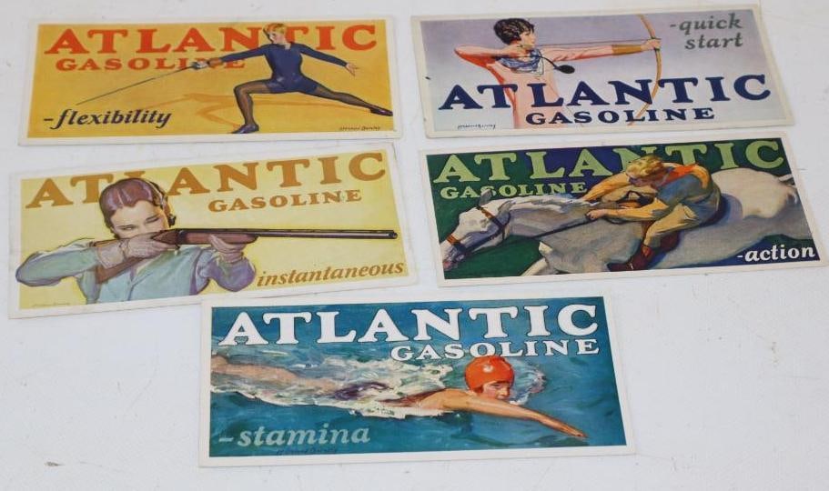 Group of 5 Atlantic Gasoline Advertising Ink Blotters: 6" x 2.75" each