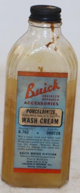Buick Porcelainize Wash Cream Bottle: 2.5" x 6.5" x 1.5"