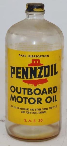 Pennzoil Outboard 1 Quart Glass Oil Bottle (1 of 4)
