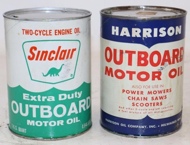 Group of 2 Sinclair & Harrison 1 Quart Outboard Composite Oil Cans (1 of 2)