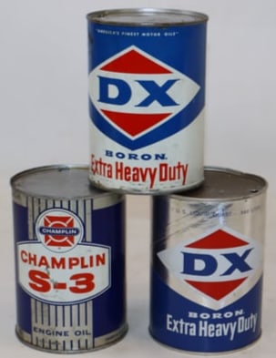 Group of 3 DX & Champlin Quart Oil Cans (1 of 2)