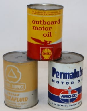 Group of 3 Cities Service, Amoco, and Outboard 1 Quart Metal Oil Cans (1 of 2)