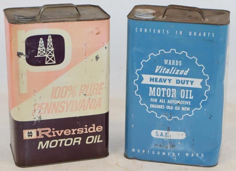 Group of 2 Riverside and Wards HD Ten Quart Metal Oil Cans (1 of 3)