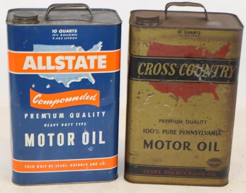 Group of 2 Cross Country, and All State Ten Quart Metal Oil Cans (1 of 3)