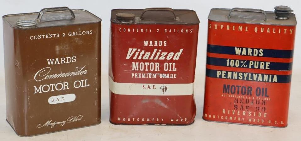 Group of 3 Wards Two Gallon Metal Oil Cans: 2 Gallons each