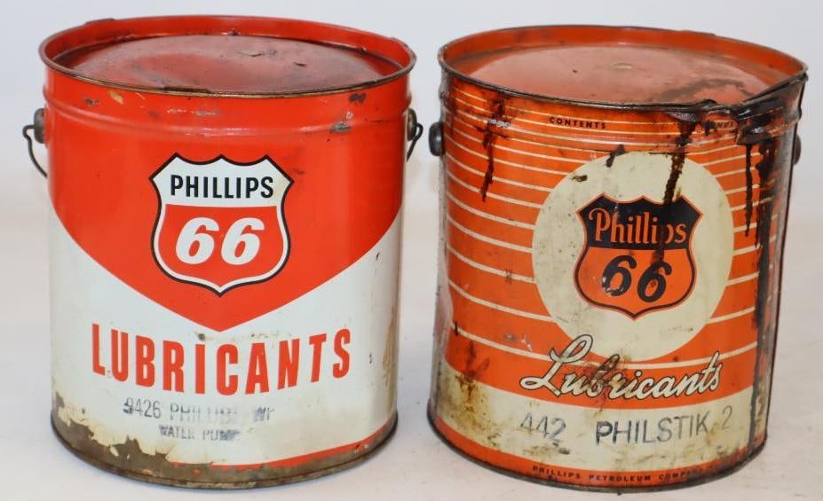 Group of 2 Different Phillips 66 10 LB Grease Cans (1 of 2)