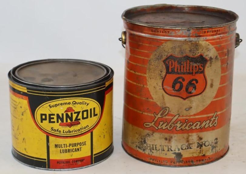 Group of 2 Pennzoil & Phillips 66 Grease Cans (1 of 2)