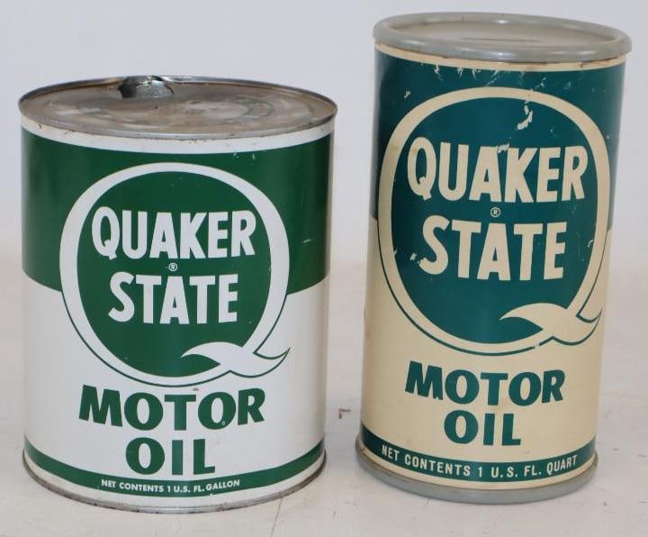 Group of 2 Quaker State One Gallon, and Oversized One Quart Coin Bank Cans (1 of 2)