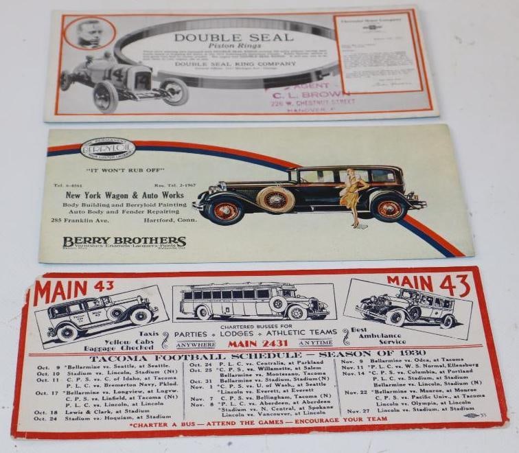 Group of 3 Berry Brothers, Double Seal, and Main 43 Charters Advertising Ink Blotters: 9" x 4" each
