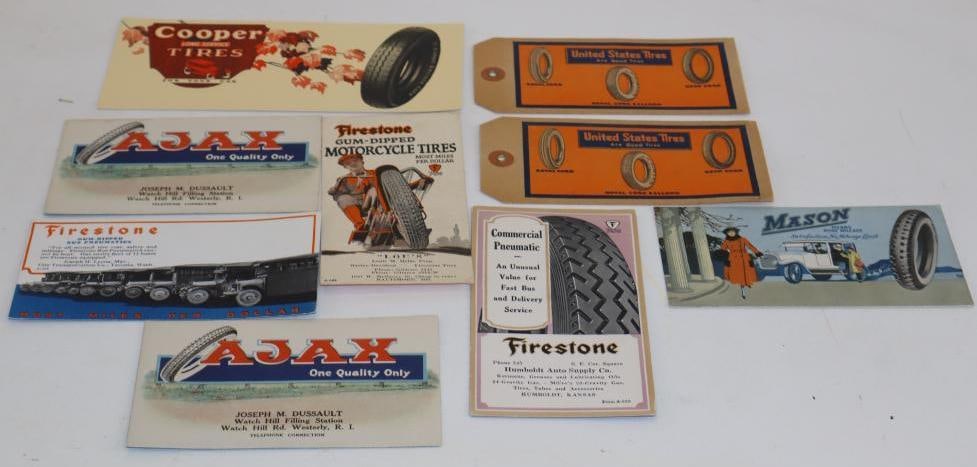 Group of 9 Ajax, Firestone, Mason, Cooper, and US Tire Advertising Ink Blotters and Cardboard Tags (1 of 7)