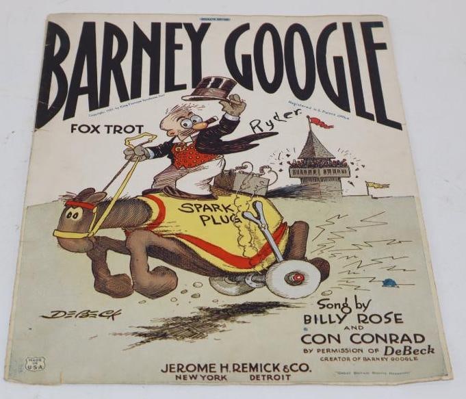 1923 Barney Google Fox Trot Song Lyrics with Champion Sparky Spark Plug Advertising (1 of 5)
