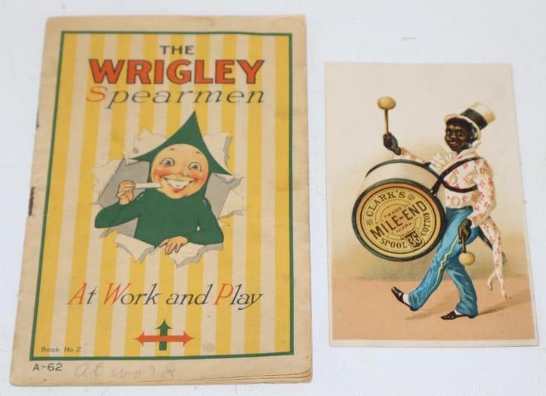 Group of 2 Wrigley's Spearman Book and Clark's Mile-End Spool Cotton Black Americana Advertisement (1 of 4)