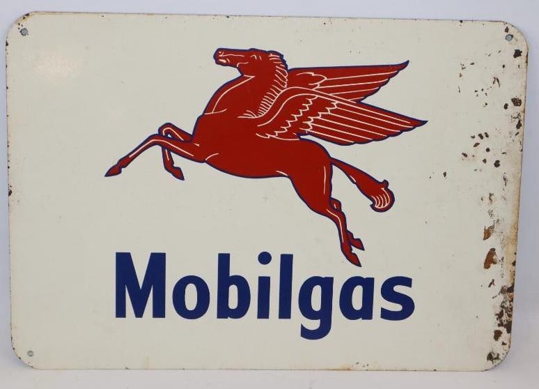 Reproduction Single Sided Metal Mobilgas Advertising Sign: 14" x 10"
