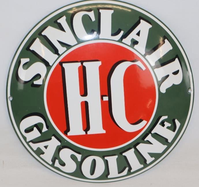 Sinclair H-C Porcelain Gasoline Reproduction Pump Sign (1 of 4)