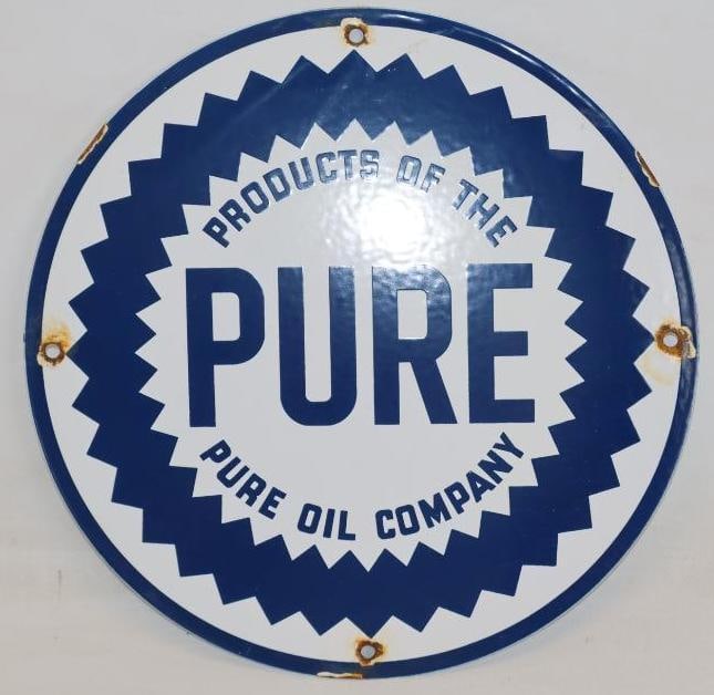Pure Reproduction Porcelain Gas Pump Plate Sign (1 of 4)