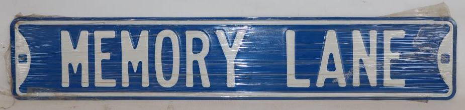 Memory Lane Embossed Street Sign Style Novelty Sign: 32" x 6"