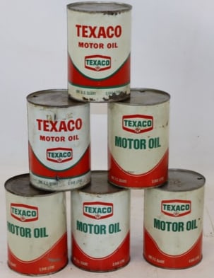 Group of 6 Texaco Metal Oil Cans (1 of 2)