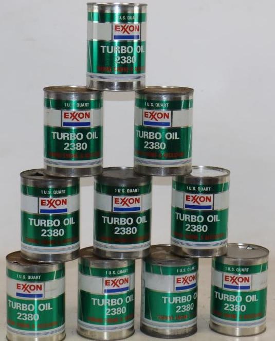 Group of 10 Exxon Turbo 2380 Metal 1 Quart Oil Cans (1 of 2)