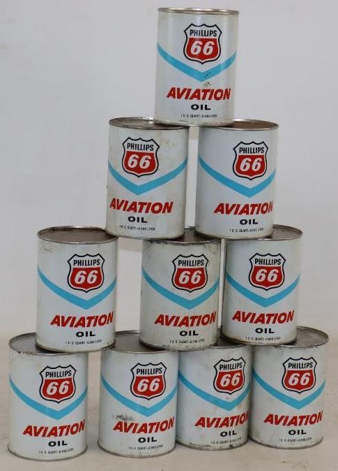 Group of 10 Phillips 66 Aviation 1 Quart Composite Oil Cans (1 of 2)