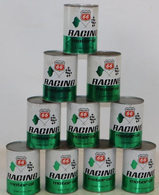Group of 10 Phillips 66 Racing 1 Quart Composite Oil Cans (1 of 2)