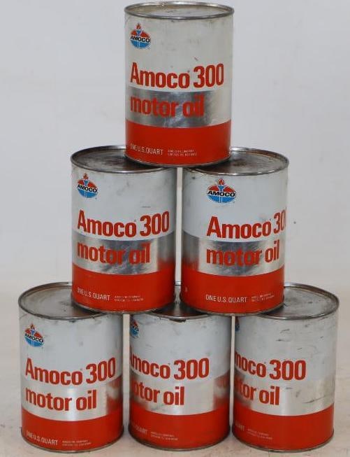 Group of 6 Amoco 300 1 Quart Composite Oil Cans (1 of 2)
