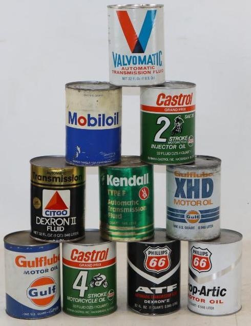 Group of 10 Different Composite 1 Quart Oil Cans (1 of 2)