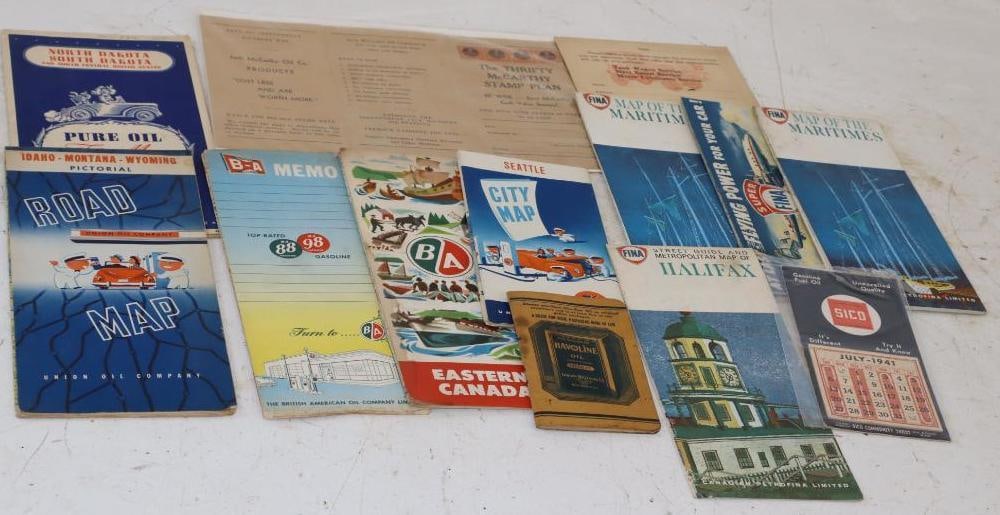 Group of 12 Fina, Sico, Havoline, Union 76, BA, Pure, & Atlantic Advertising Maps, Calendar & Post (1 of 5)
