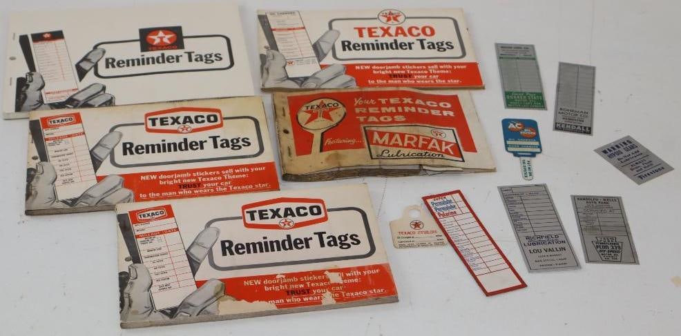 Group of 14 Unused Texaco Oil Reminder Tag Books & Singles: Largest is 8" x 6 "