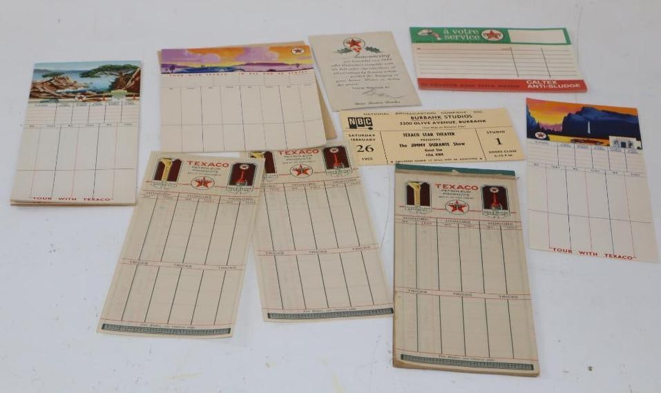 Group of Texaco Advertising Bridge Scorebooks: Largest is 9.5" x 4"