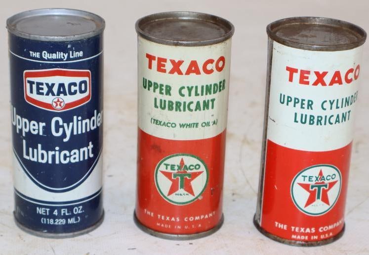 Group of 3 Texaco Upper Cylinder Lubricant Cans: 4 OZ Each, all are full