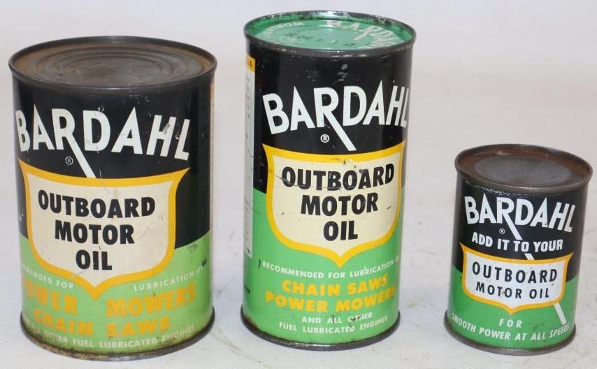 Group of 3 Bardahl Outboard Motor oil Cans (1 of 2)