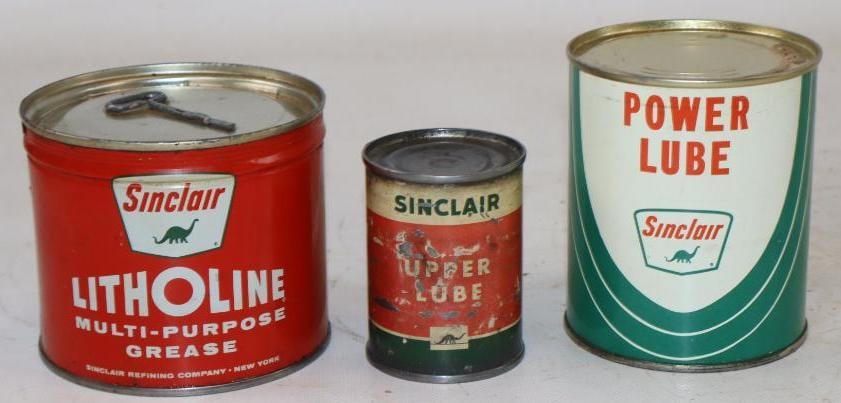 Group of 3 Sinclair 1 LB Grease & Power Lube Oil Cans (1 of 2)
