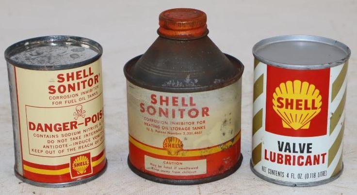 Group of 3 Shell Valve Lubricant & Sonitor Oil Cans (1 of 2)