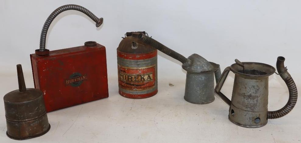 Group of 5 One Gallon and One Quart Gas and Oil Pour Cans (1 of 10)